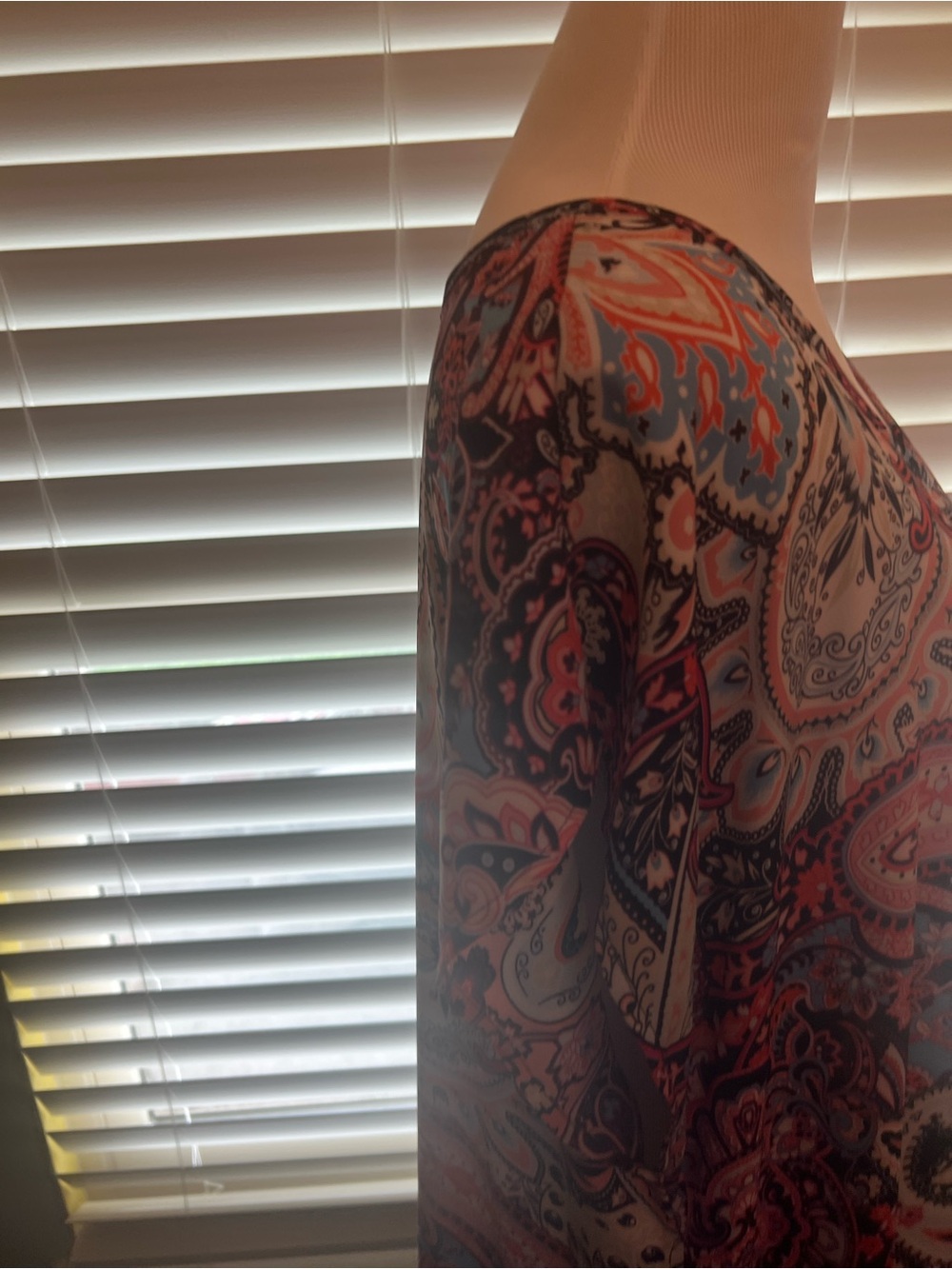 Women's Paisley Print Tunic Top in Coral and Black - Picture 9 of 10